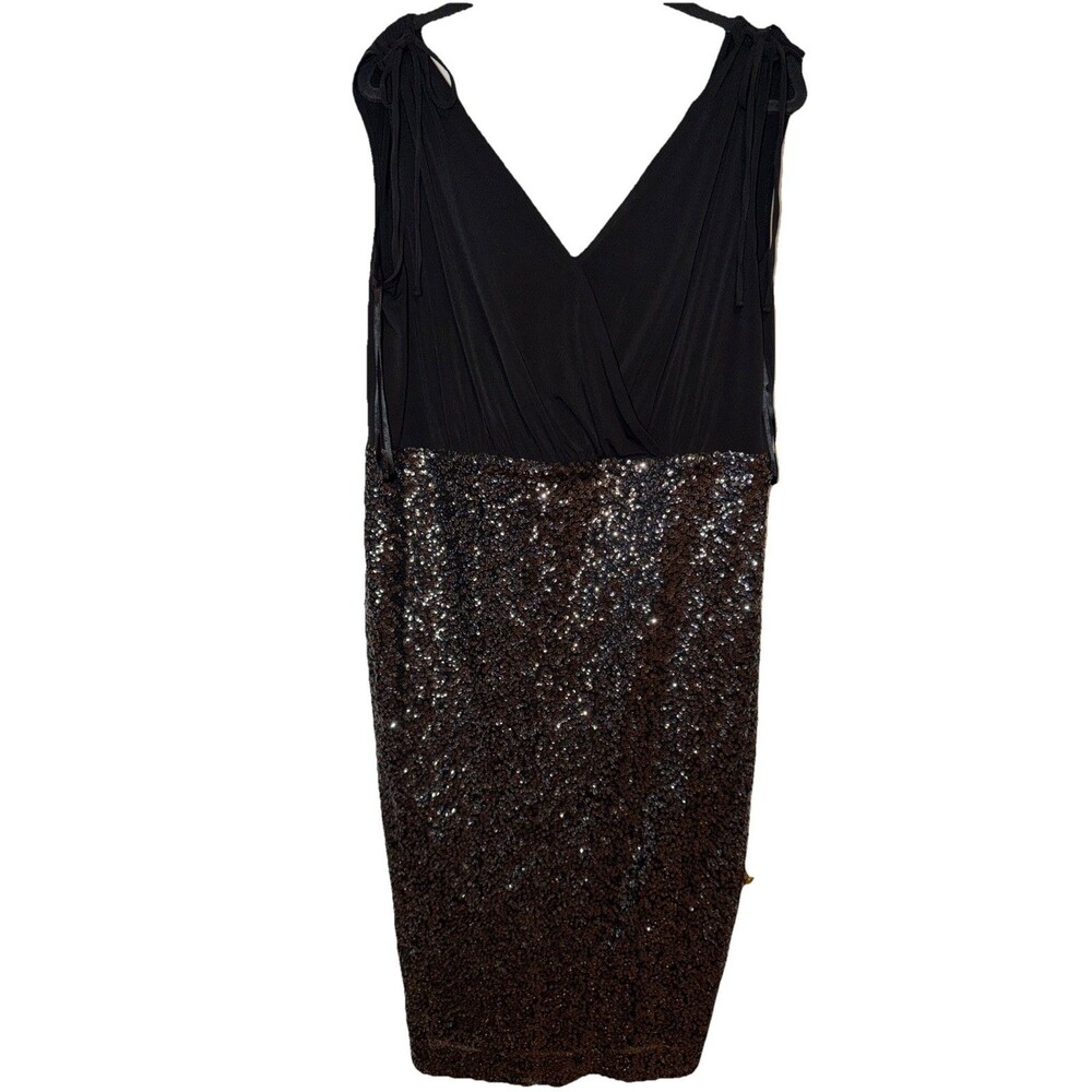 Lane Bryant Womens Midi Dress 16 Black Silver Sequin Cocktail Party Formal Glam
